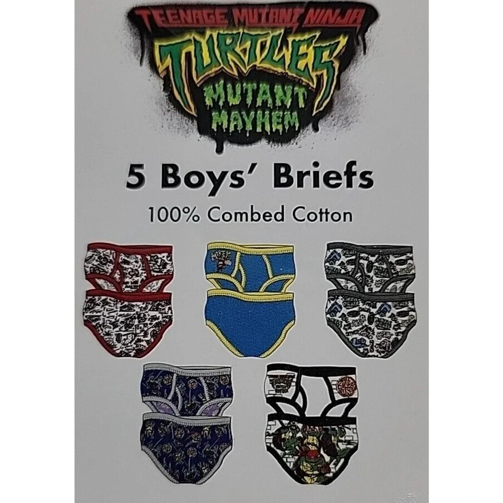 NEW Teenage Mutant Ninja Turtles 5-Pack Boys' 100% Cotton Briefs‎ Size 6